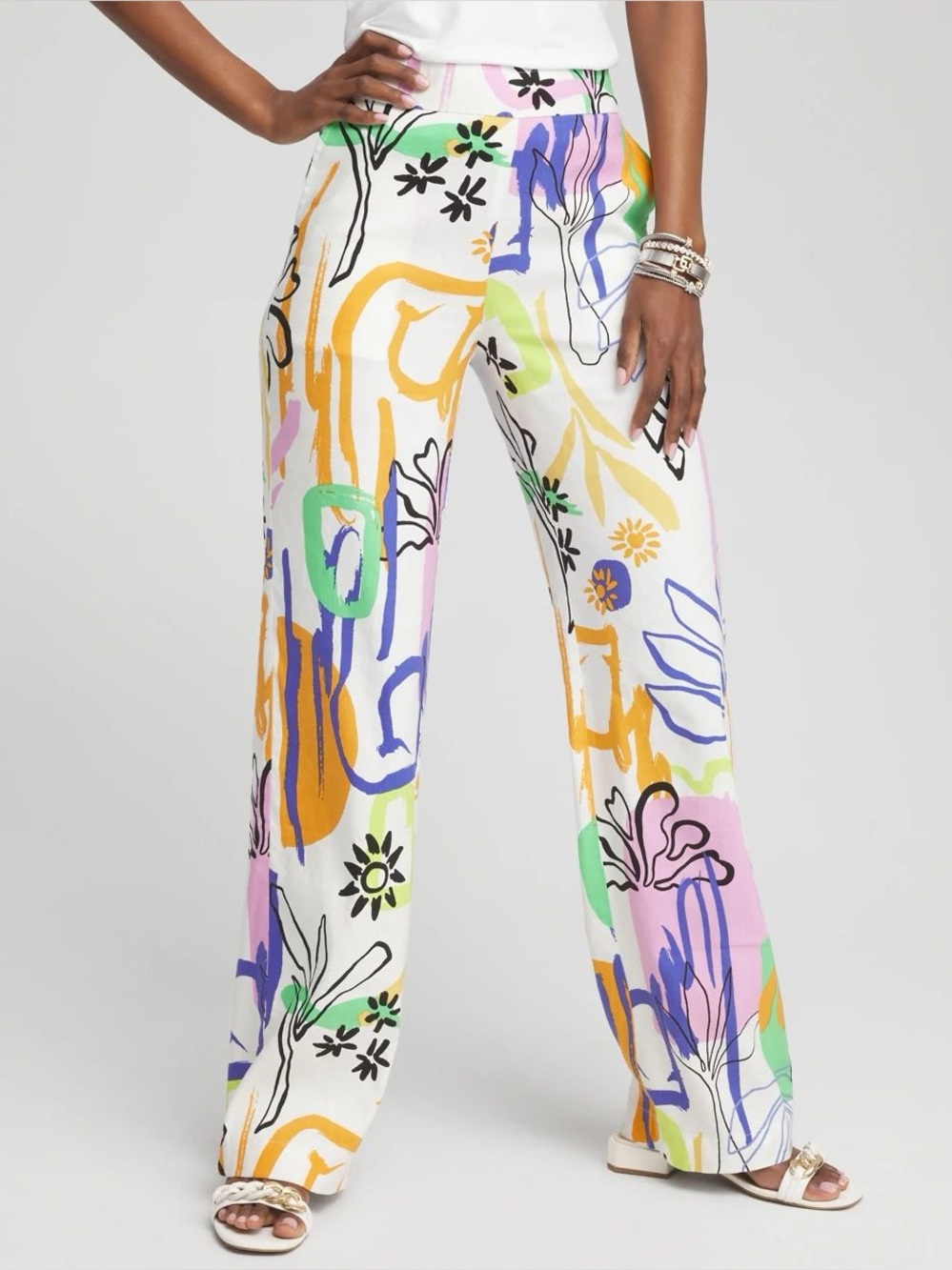 Chico’s Surreal Print Linen Pants
